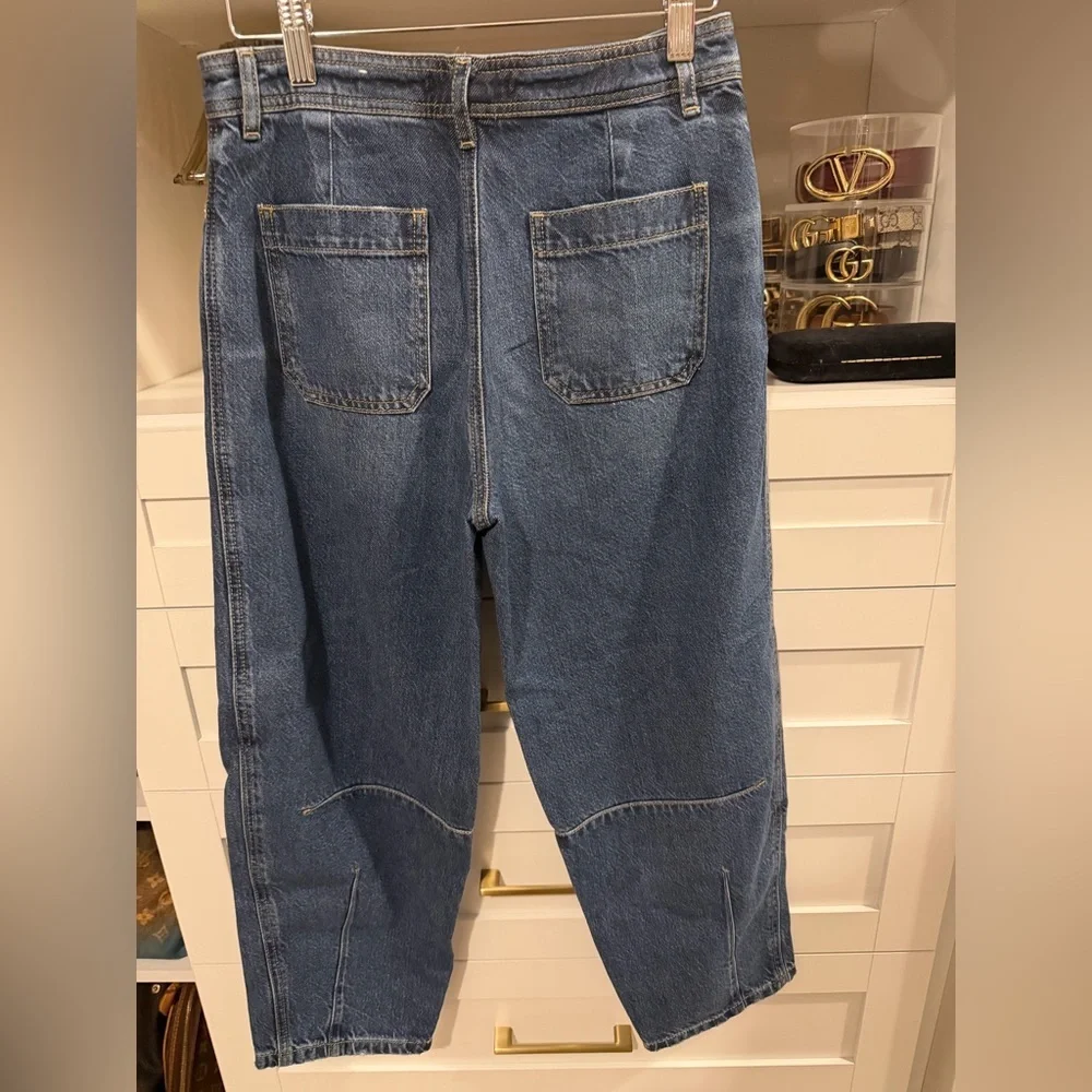 LOFT Dark Blue Barrel Leg Jeans - Picture 6 of 8